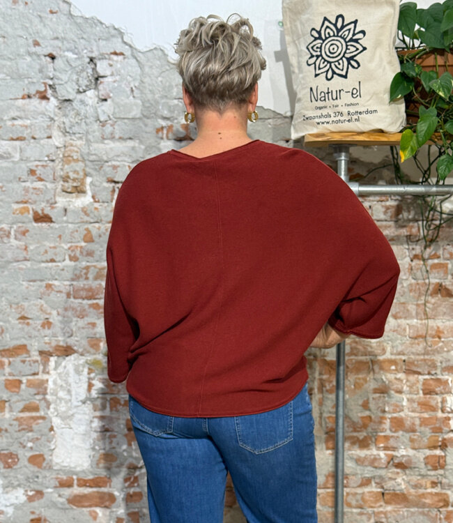 MADNESS batwing trui SOFIE RED biokatoen tencel