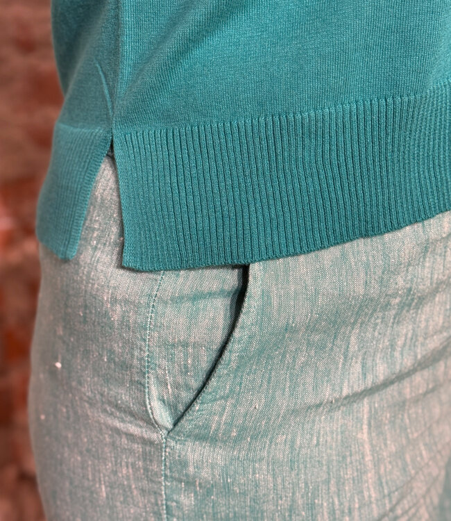 MADNESS wijde trui 1/2 mouw MILA TEAL bio katoen tencel