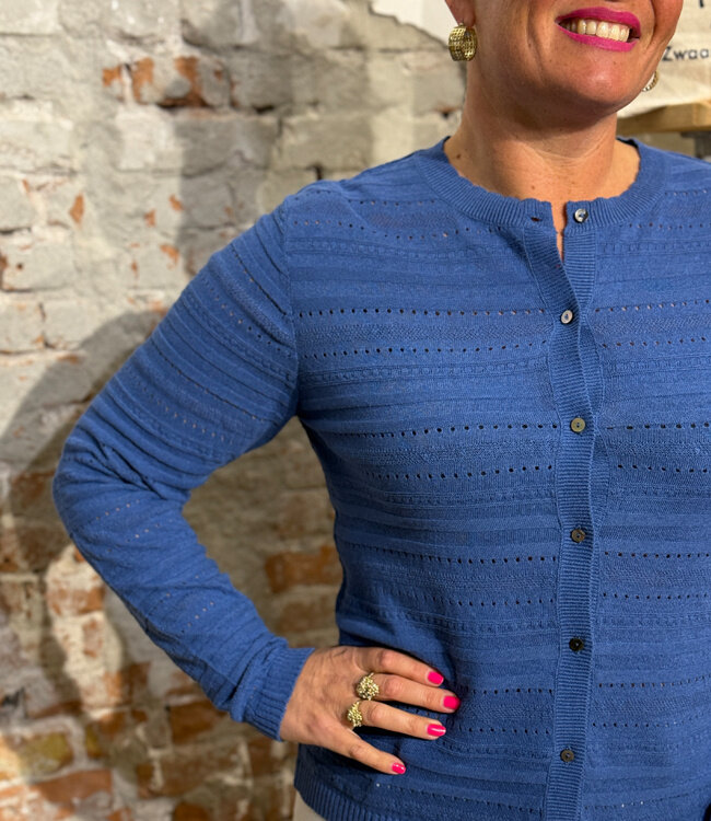 MADNESS vestje AJOUR linnen biologisch katoen BLUE