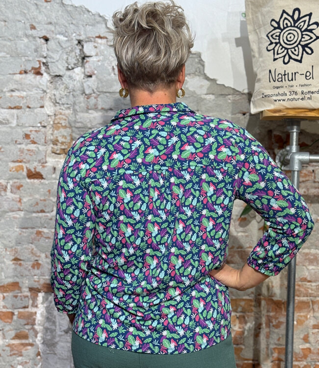 TRANQUILLO ecovero blouse met kraag KATY BOTANIC