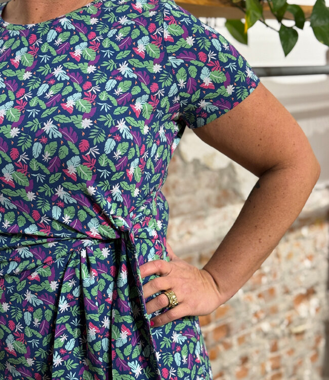 TRANQUILLO jurk met strik OLIVIA BOTANIC ecovero jersey