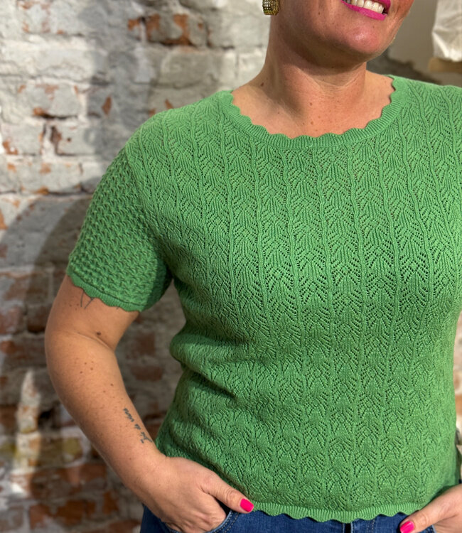 TRANQUILLO ajour shirt EMMA GREEN biologisch katoen