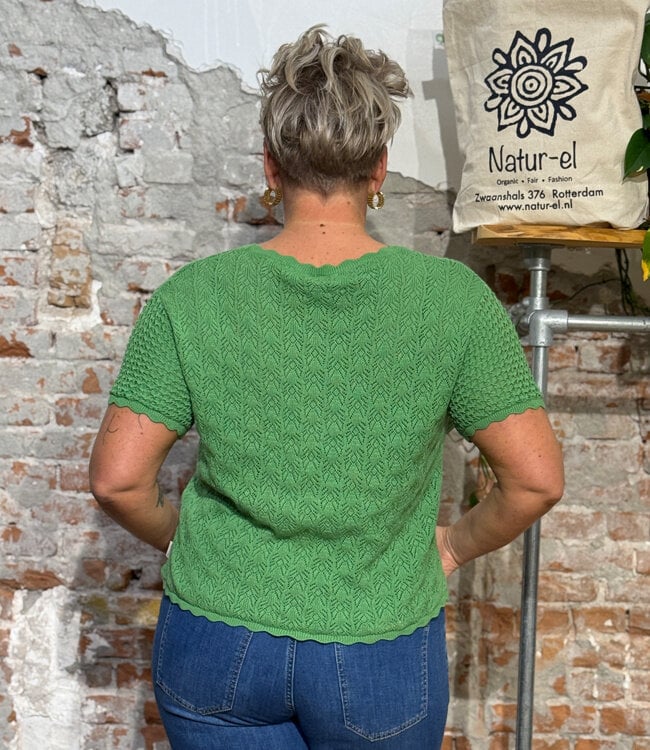 TRANQUILLO ajour shirt EMMA GREEN biologisch katoen