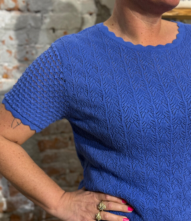 TRANQUILLO ajour shirt EMMA BLUE biologisch katoen