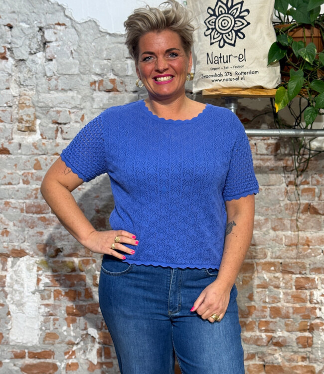 TRANQUILLO ajour shirt EMMA BLUE biologisch katoen