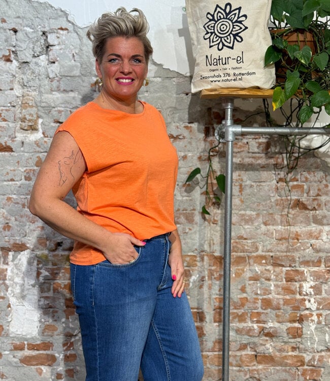 TRANQUILLO kapmouw shirt SAS ORANGE biologisch katoen