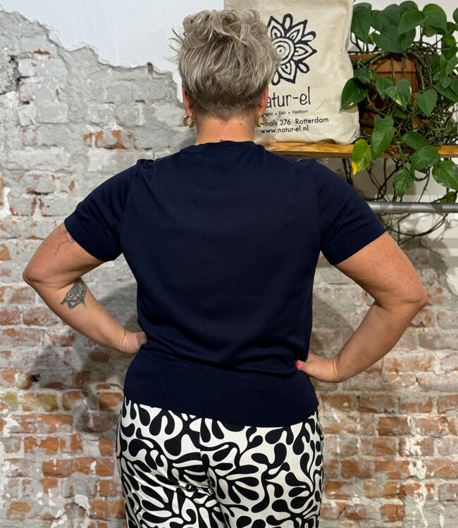 ARMEDANGELS fijn gebreid shirt FIENE NAVY tencel katoen