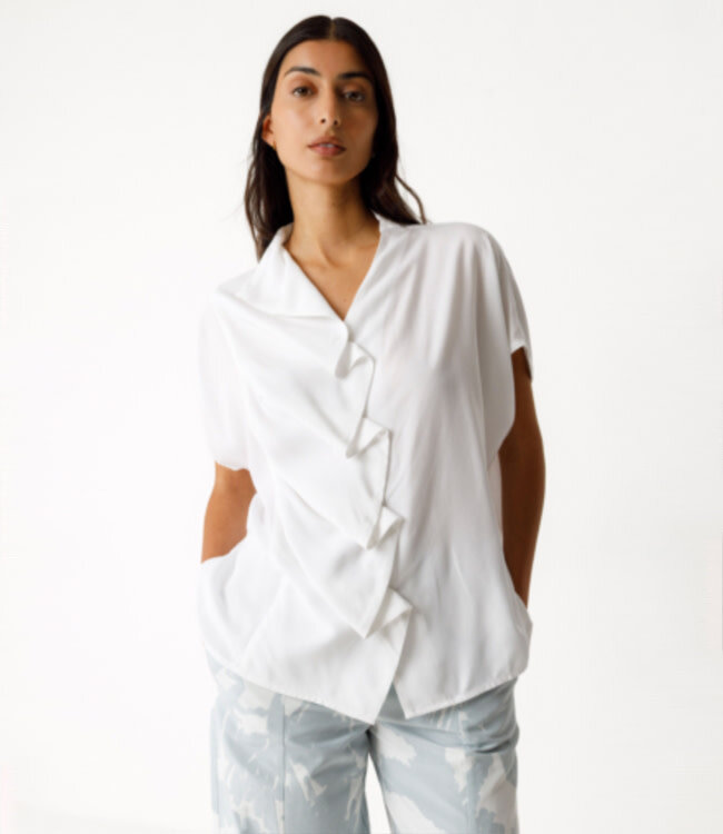 SKFK effen geplooide blouse KAUA WHITE van ecovero