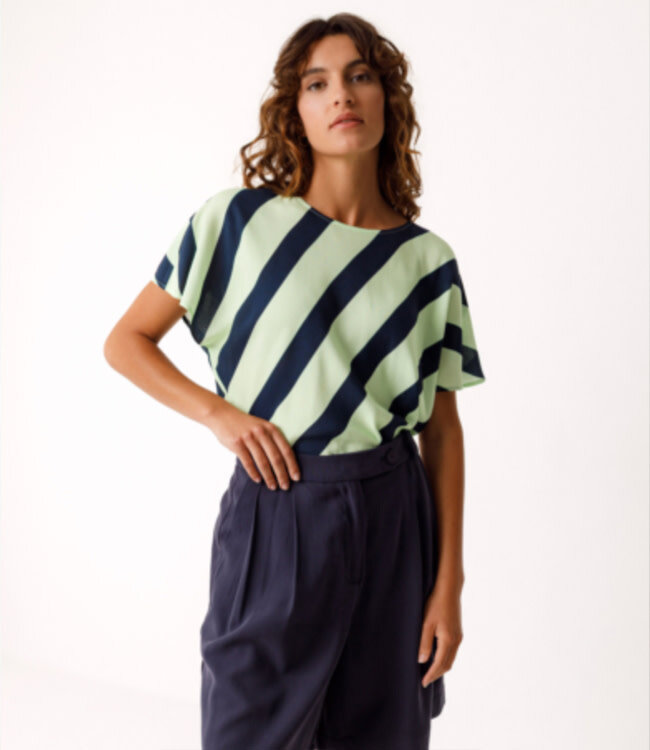 SKFK gestreepte top HAHAN LIGHT GREEN van ecovero