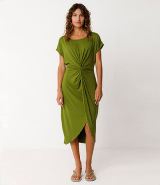 SKFK SKFK jurk met knoop detail AMADE GREEN van biologisch katoen