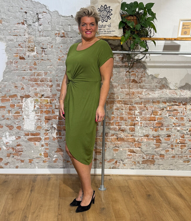 SKFK jurk met knoop detail AMADE GREEN van ecovero