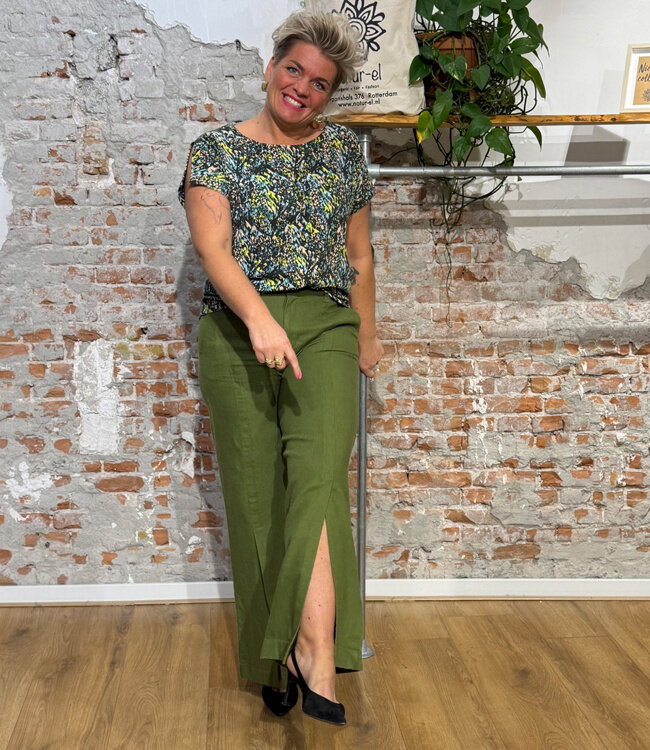 SKFK broek split in pijp NAREA DARK GREEN