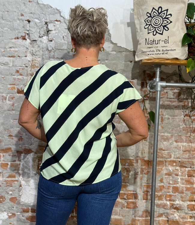 SKFK gestreepte top HAHAN LIGHT GREEN van ecovero