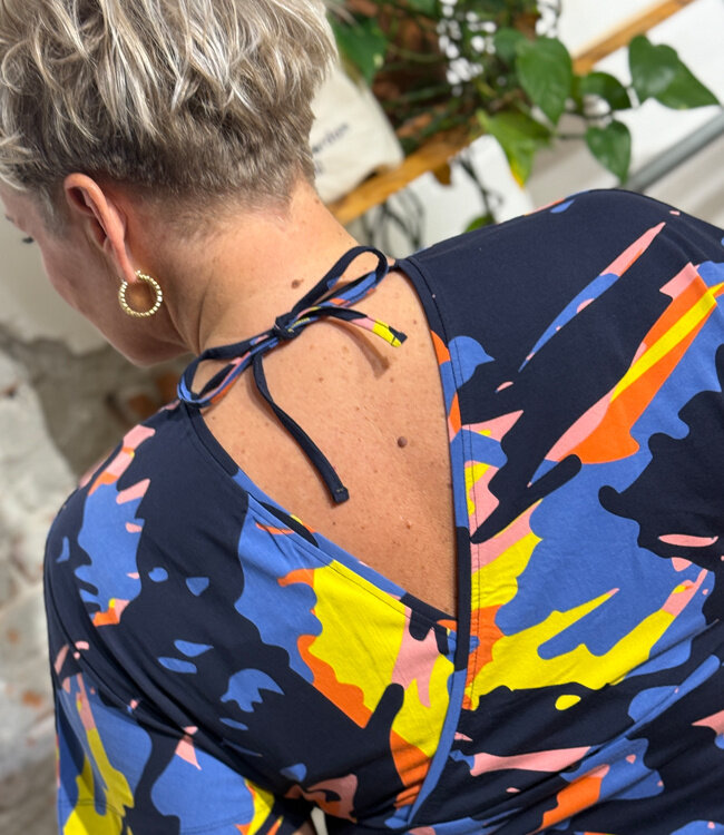 SKFK maxi jurk v-hals LEIRE CAMO  biologisch katoen