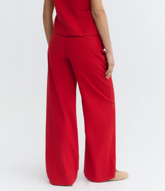 THINKING MU high rise broek KARINA RED van biologisch katoen