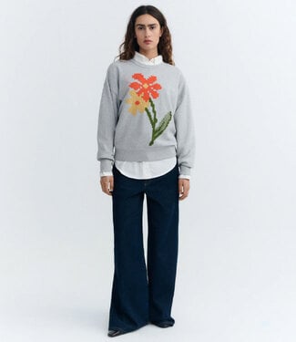 THINKING MU THINKING MU geborduurde sweater JODIE POPPY bio katoen