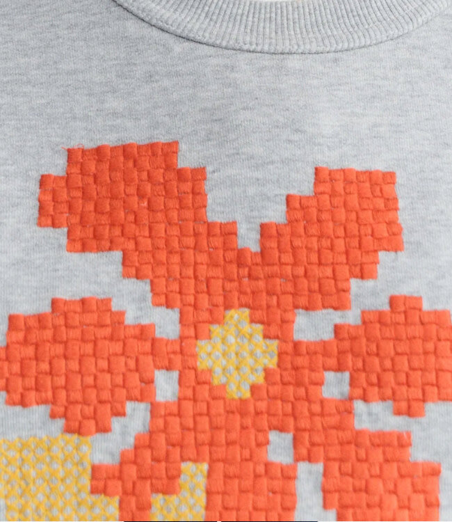 THINKING MU geborduurde sweater JODIE POPPY bio katoen