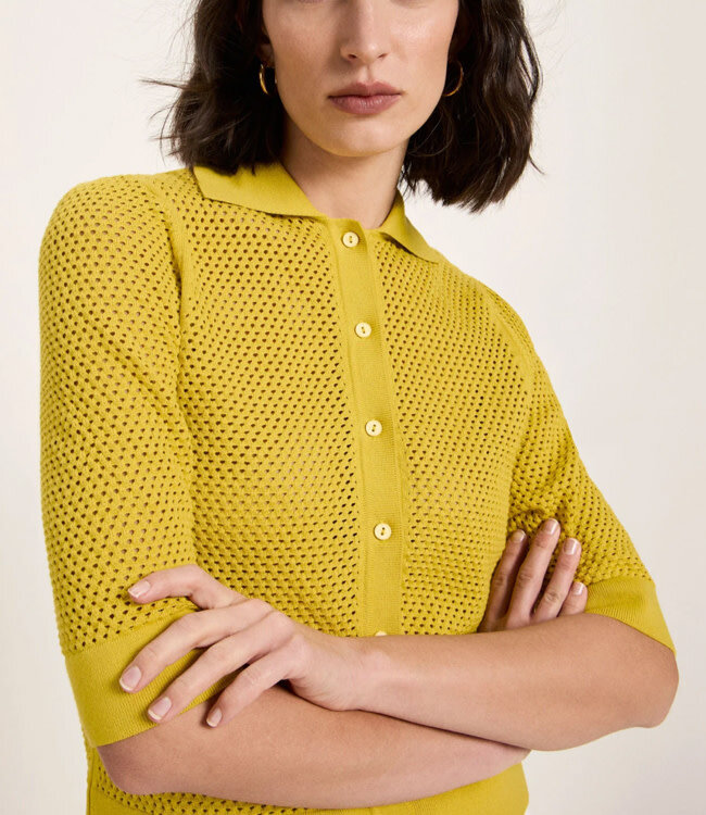 LANIUS gaatjes vest SYLKE KIWI biologisch katoen