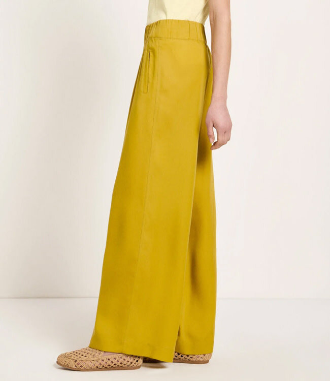 LANIUS wijde pantalon broek JOLENE KIWI van tencel