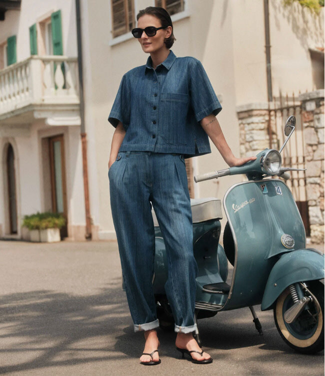 LANIUS broek met plooien SIA DENIM biologisch katoen