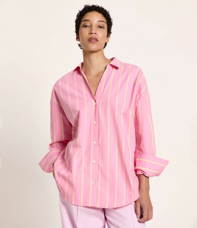 LANIUS gestreepte wijde blouse SUNSHINE biologisch katoen