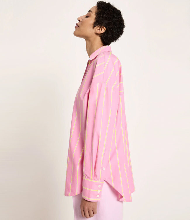 LANIUS gestreepte wijde blouse SUNSHINE biologisch katoen
