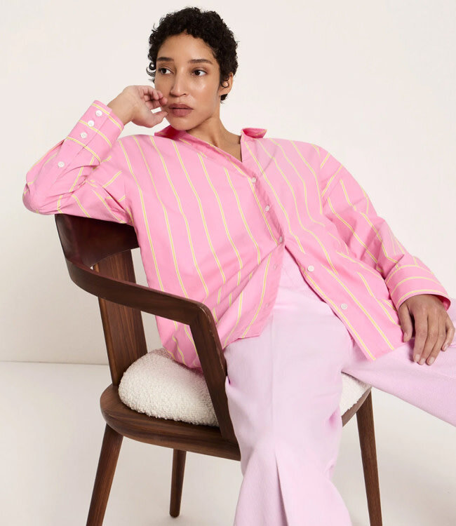 LANIUS gestreepte wijde blouse SUNSHINE biologisch katoen