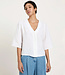 Lanius LANIUS v-hals blouse BARBRA WHITE van bio linnen