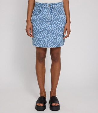 MAZINE MAZINE denim rok met print LEOPARD biologisch katoen