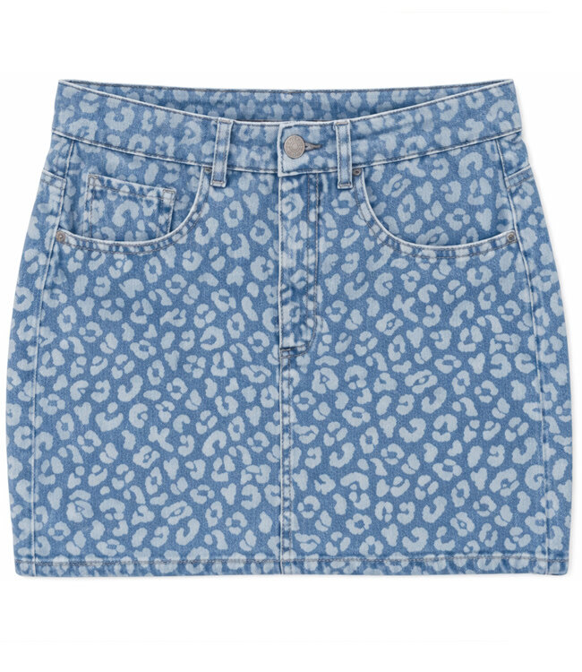 MAZINE denim rok met print LEOPARD biologisch katoen