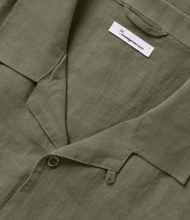 Linnen korte mouw overhemd HENRI OLIVE pure linnen KCA