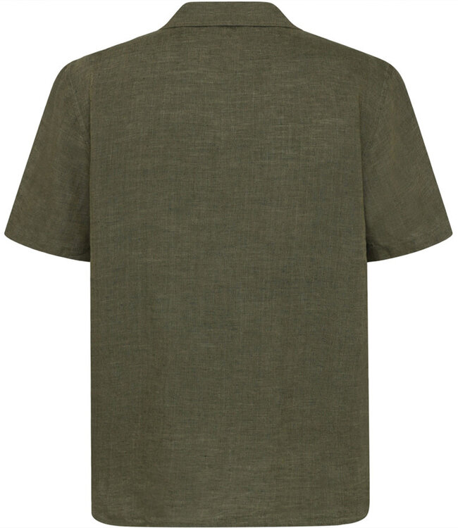 Linnen korte mouw overhemd HENRI OLIVE pure linnen KCA