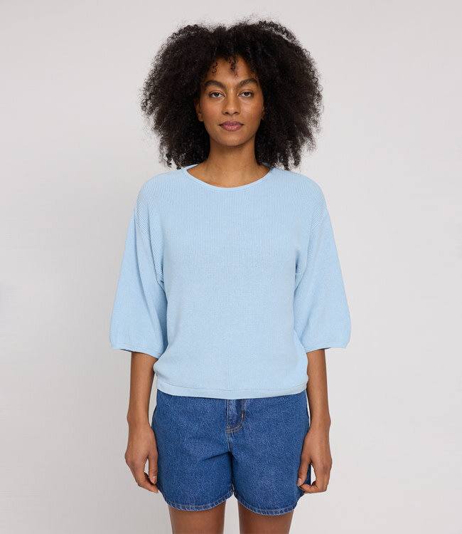 MAZINE trui ASJA BLUE 3/4 mouw biologisch katoen