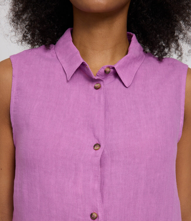 MAZINE linnen mouwloze blouse ROOS VIOLET PINK