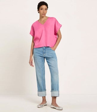 Lanius LANIUS effen v-hals blouse NORE ORCHID van tencel