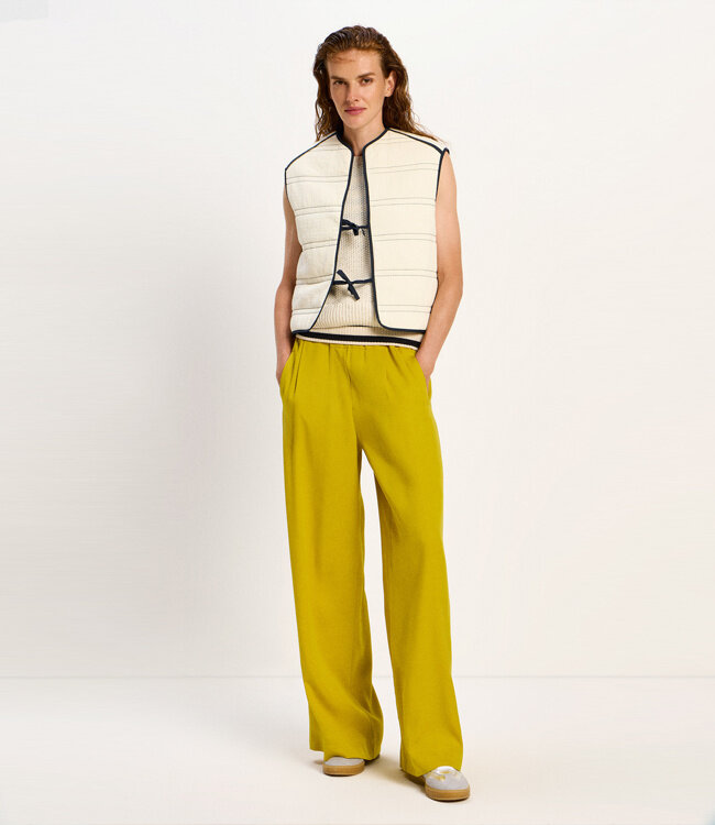 LANIUS wijde pantalon broek JOLENE KIWI van tencel