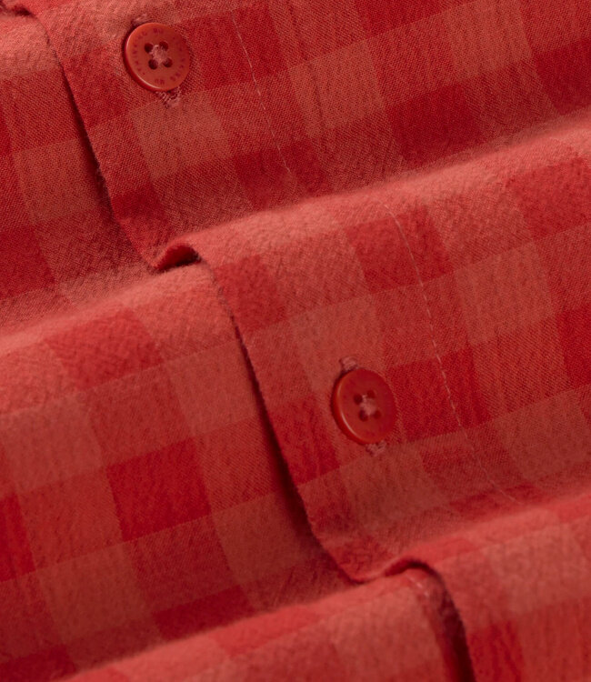 THINKING MU seersucker overhemd PADDY RED bio katoen