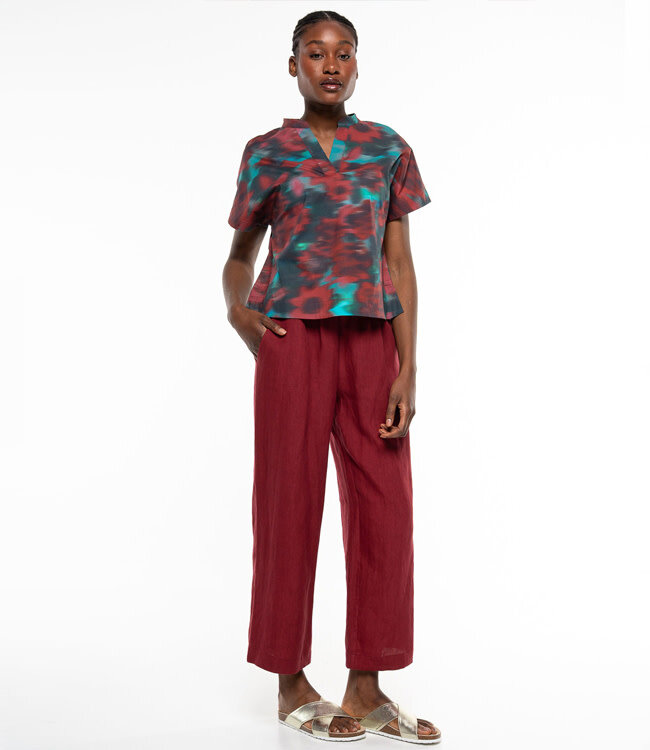 ALMA LOVIS linnen 7/8  broek CARROT RUMBA RED