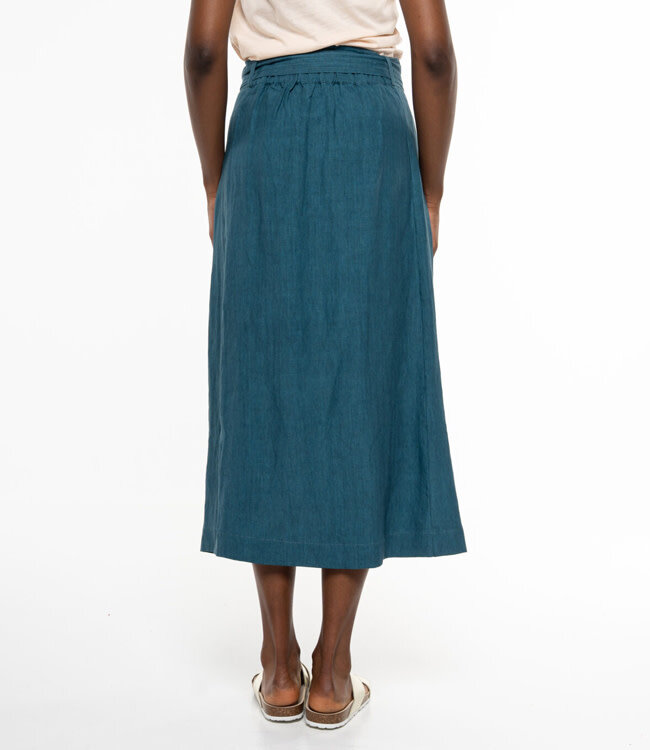 ALMA & LOVIS linnen midi rok DIDE SEA met ceintuur