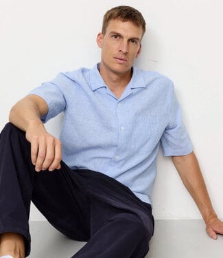 Recolution RECOLUTION korte mouw overhemd CAS BLUE STRIPES biokatoen