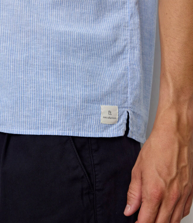 RECOLUTION korte mouw overhemd CAS BLUE STRIPES biokatoen