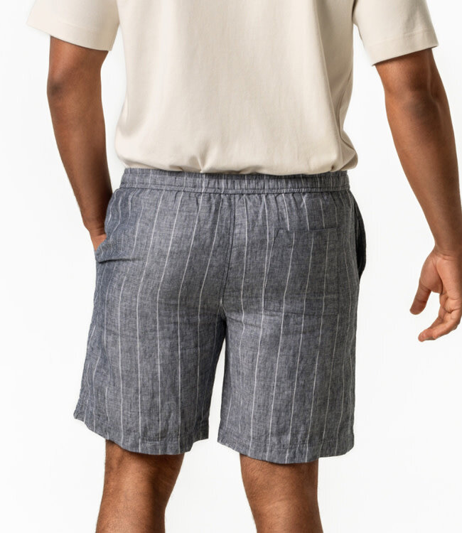 LIVING CRAFTS gestreepte korte broek ROD NIGHT linnen