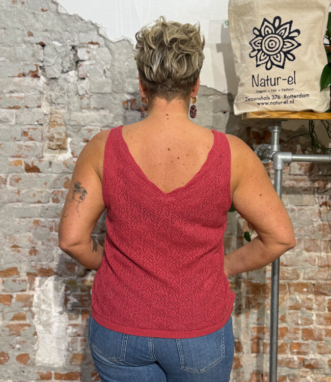 TRANQUILLO gebreide ajour top MALA BERRY biologisch katoen