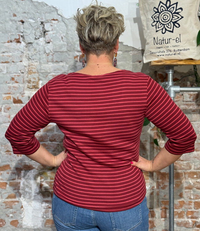 TRANQUILLO gestreept shirt LOLLY RED van tencel katoen
