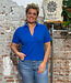 LANIUS hennep polo shirt met v-hals ELFIE LAPIS