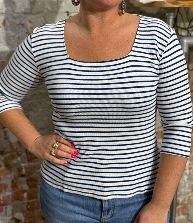 TRANQUILLO gestreept shirt LOLLY BLUE tencel katoen