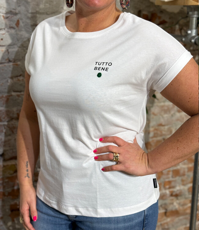 RECOLUTION wit shirt LIV TUTTO BENE van biologisch katoen