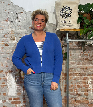 Recolution RECOLUTION openvallend vest INGA BLUE biologisch katoen