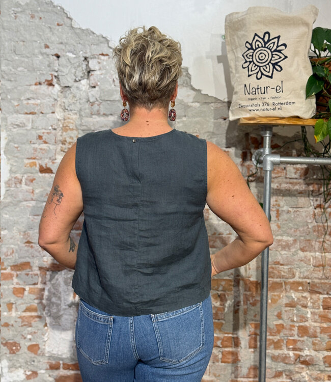 MAZINE mouwloze top LAURA BOTTLE van pure linnen