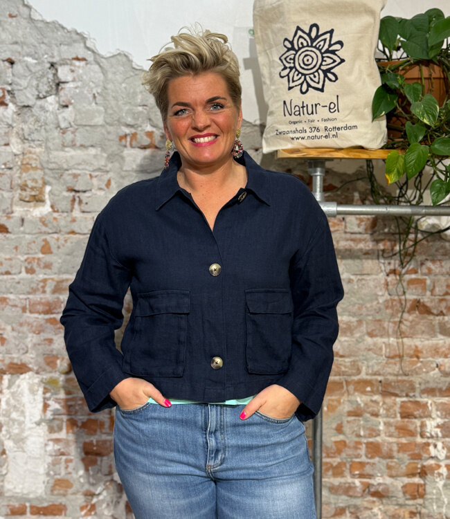 MAZINE linnen blouse jasje JELKA BLUE